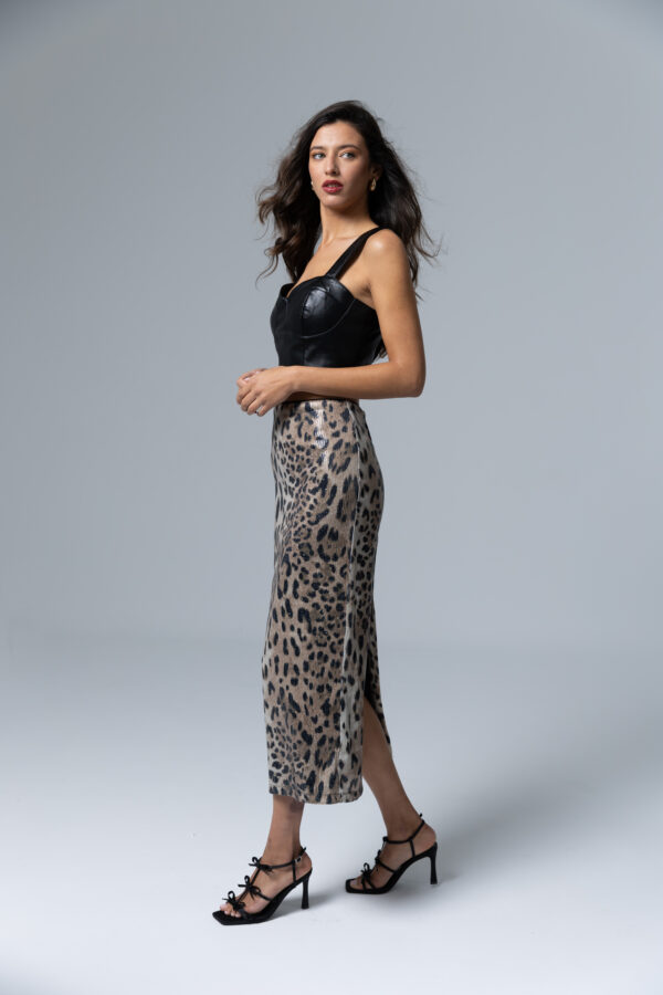 Falda Bordada a Mano con Microlentejuelas Leopardo - Imagen 2