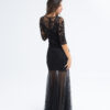 Vestido Negro de Tul Bordado con Encaje Richelieu - Imagen 3